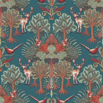 Luxusná zelená vliesová tapeta so stromami, zvieratami, TP422305, Tapestry, Design ID