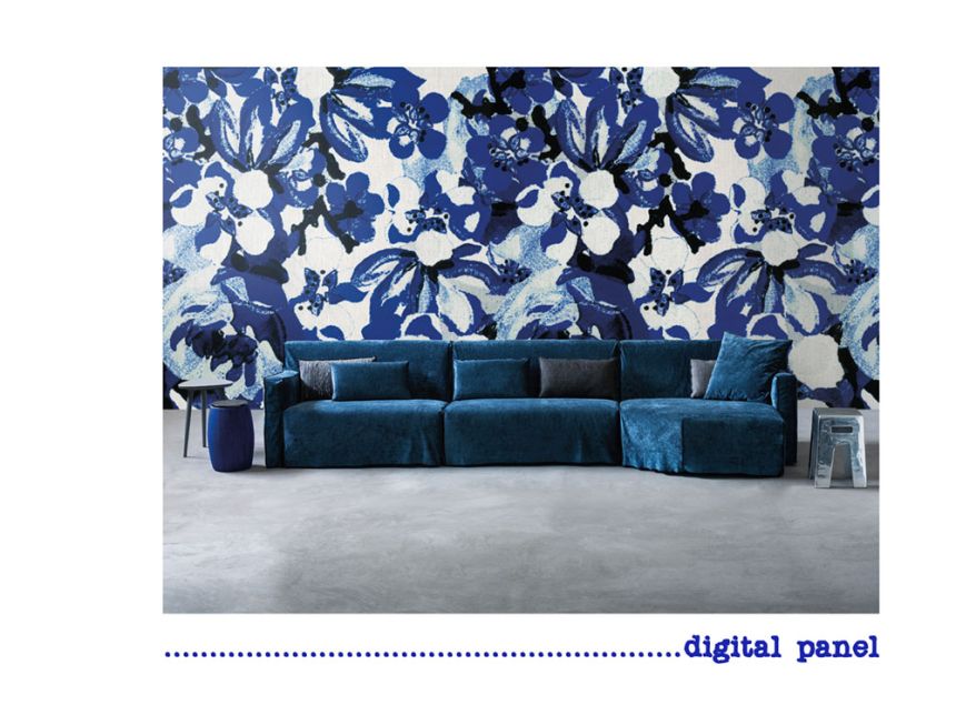 Modro-biela kvetinová obrazová tapeta na stenu, UC51106 Unconventional 2 Emiliana Parati