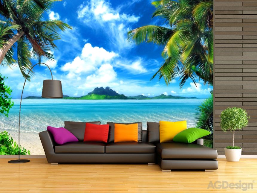 Vliesová obrazová tapeta/fototapeta FTN XXL 1141, Tropická pláž, Palmy, Moře, 360 x 270 cm, AG Design