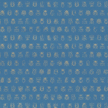 Modrá vliesová tapeta so zlatými chrobákmi 375036, Pip Studio 4, Eijffinger