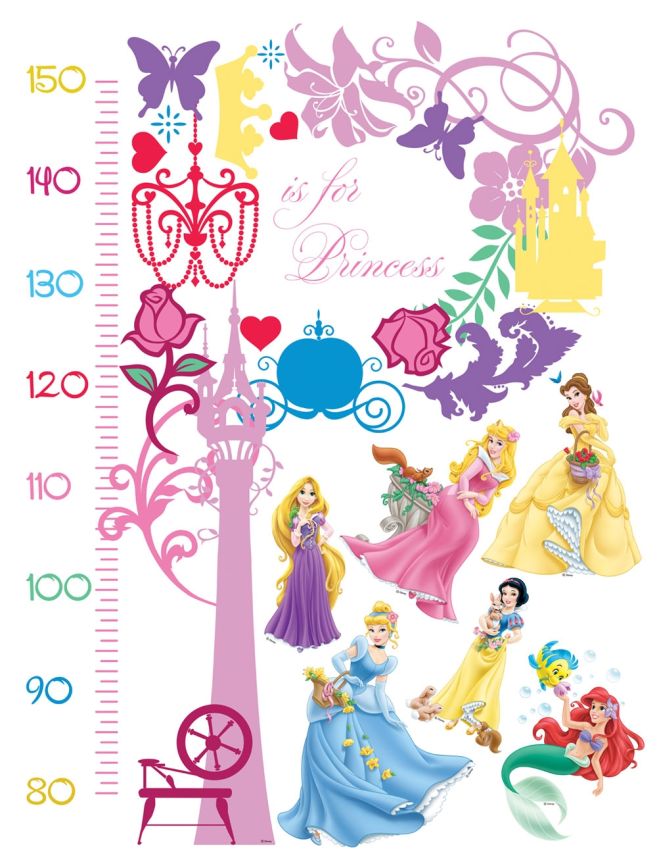 Samolepka na stenu DK 893, Disney, Princezné, Meter / Mierka vzrastu, AG Design