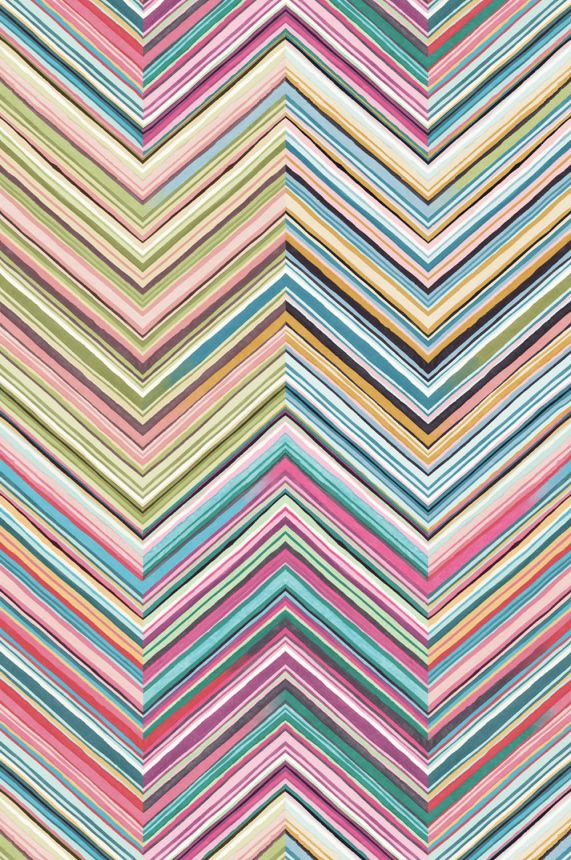 Geometrická obrazová tapeta, barevný cik cak vzor 377212, 186x280cm, Stripes+, Eijffinger