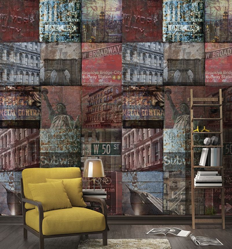 Vliesová obrazová tapeta New York Patchwork A40101, 159 x 280 cm, Enthusiast, Murals, Grandeco