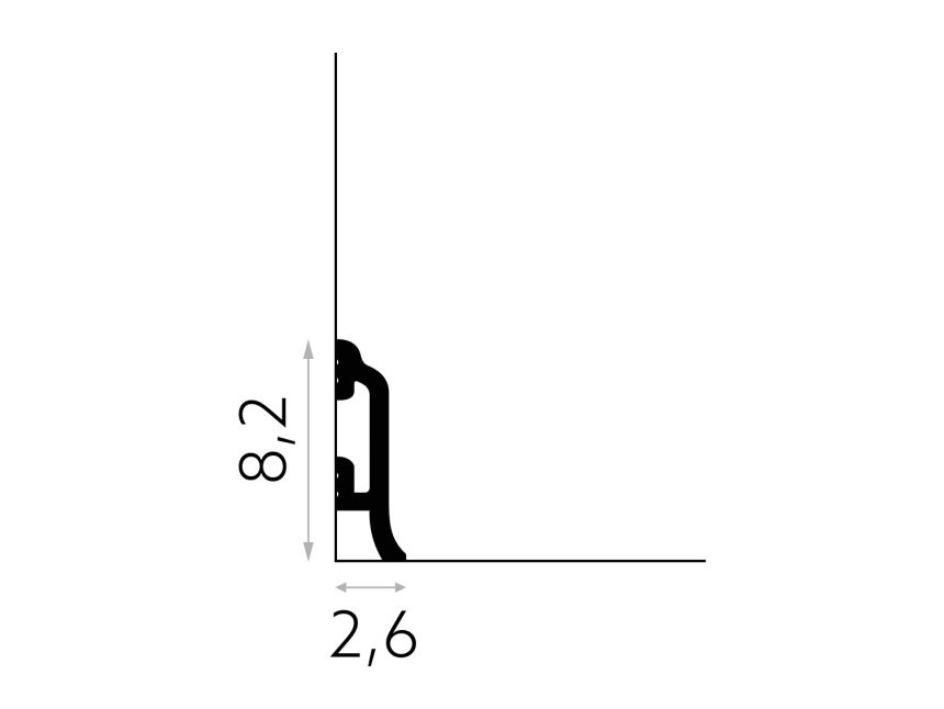 Podlahová lišta štandardná MD8300, 200 x 1,7 x 8,2 cm, Mardom