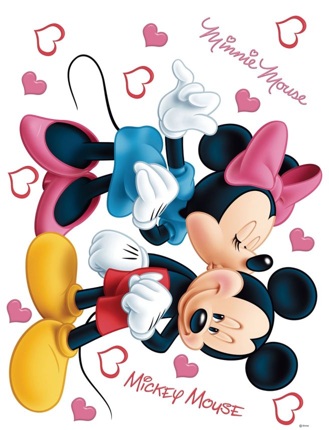 Detská samolepka na stenu DK 1753, Disney, Minnie a Mickey, Pusy, AG Design