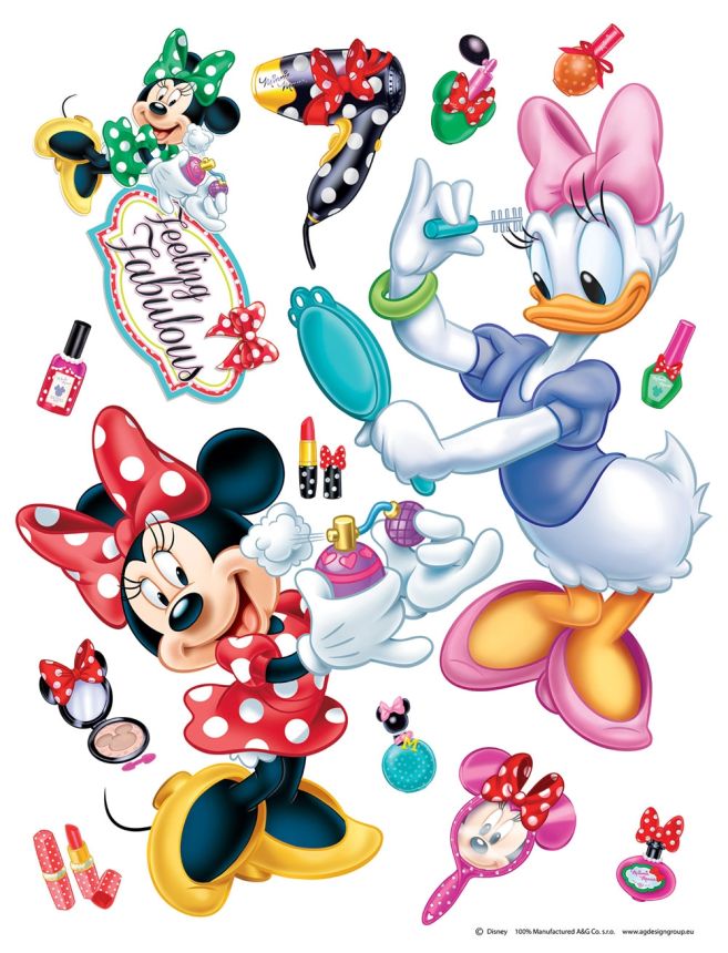 Detská samolepka na stenu DK 1767, Disney, Minnie Make-Up, AG Design