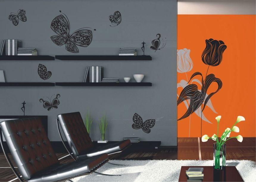 Samolepka / samolepiaca dekorácia na stenu F 0459, Čierni motýle, AG Design