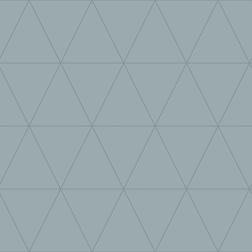Sivomodrá vliesová tapeta, metalické obrysy trojuholníkov 347713, City Chic, Origin 