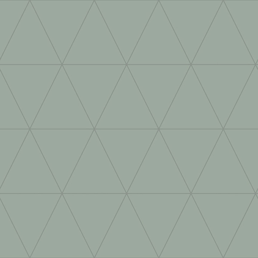 Zelená vliesová tapeta, metalické obrysy trojuholníkov 347714, City Chic, Origin