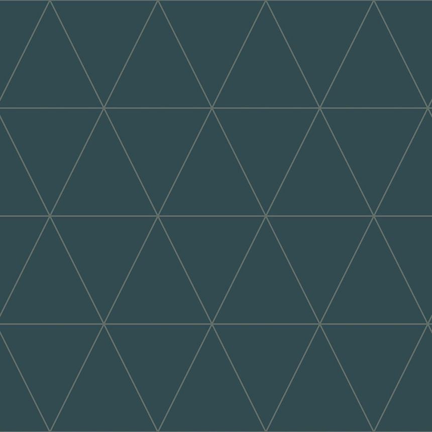 Modrá vliesová tapeta, metalické obrysy trojuholníkov 347715, City Chic, Origin 