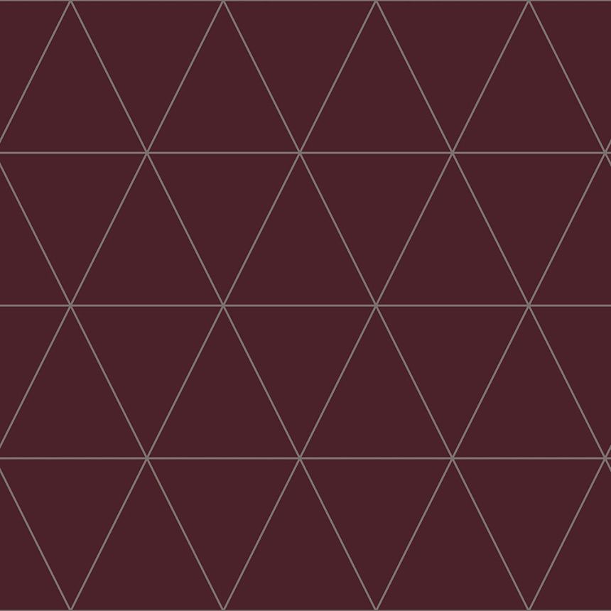 Vínová vliesová tapeta, strieborné obrysy trojuholníkov 347718, City Chic, Origin 
