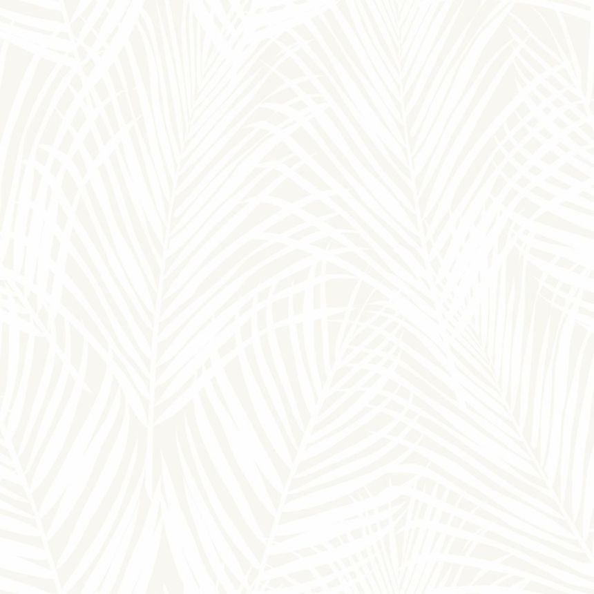 Metalická krémová vliesová tapeta, biele palmové listy 347741, City Chic, Origin 