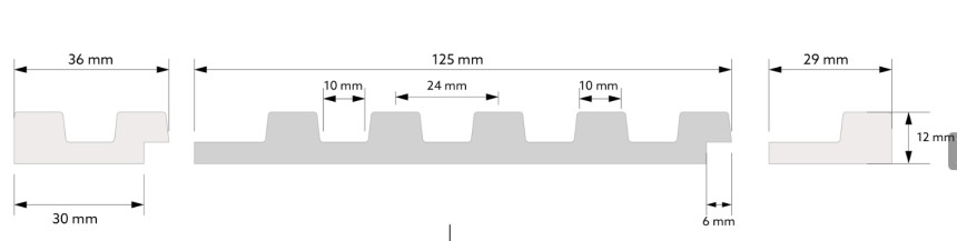 Zakončovací profil k dekoračným lamelám - biely ľavý L0101L, 270 x 2,3 x 1,2 cm, Mardom Lamelli