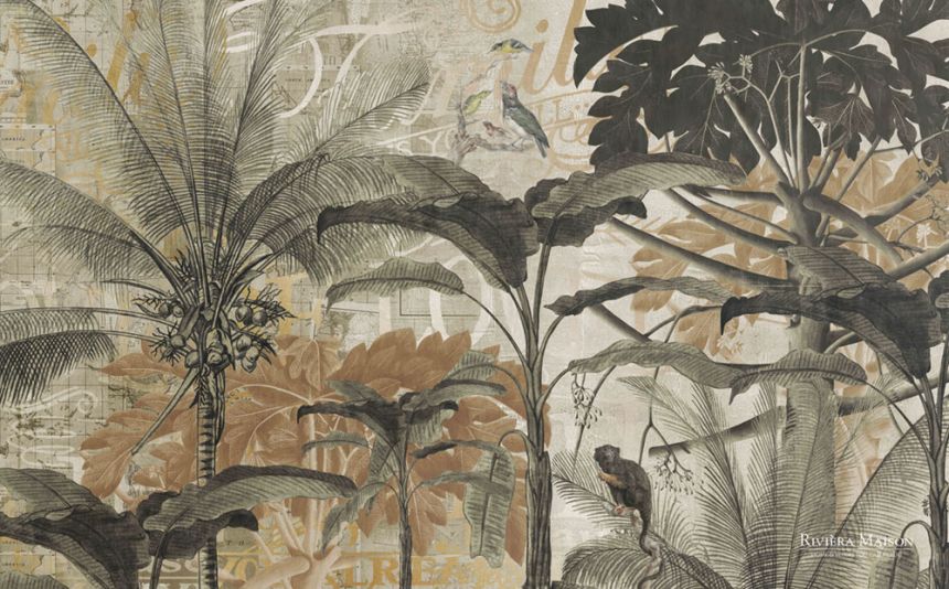 Vliesová obrazová tapeta s palmami a opicemi 300394, 450x280cm, Riviera Maison 3, BN Walls