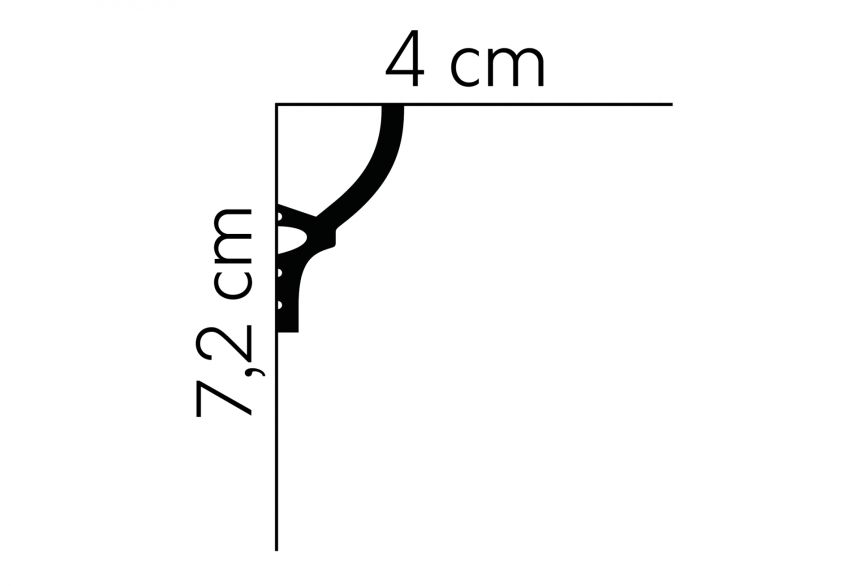 Stropná lišta hladká MD070, 200 x 7,2 x 4 cm, Mardom