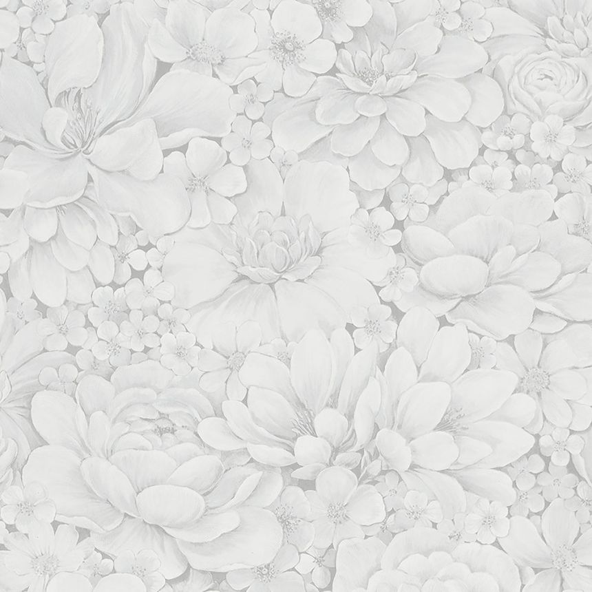 Luxusná sivo-biela vliesová tapeta kvety 33952, Botanica, Marburg