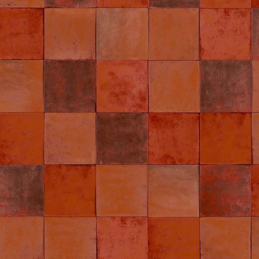 Tehlovo červená geometrická umývateľná tapeta 45708 Zellige, Marburg