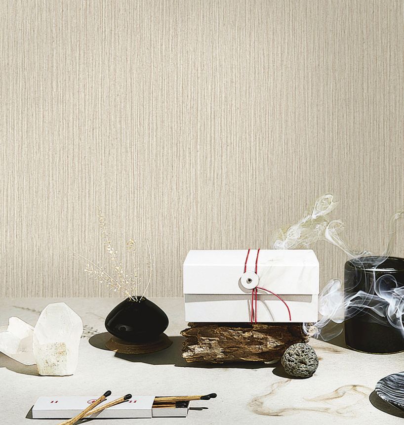 Luxusné krémovobéžová žíhaná vliesová tapeta na stenu 72930, Zen, Emiliana Parati 