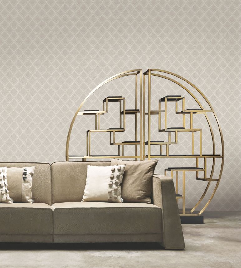 Luxusná strieborno-krémová geometrická tapeta na stenu, GF62065, Gianfranco Ferre´Home N.3, Emiliana Parati