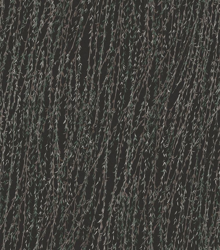Čierna vliesová tapeta s vetvičkami a listami, TP422506, Tapestry, Design ID