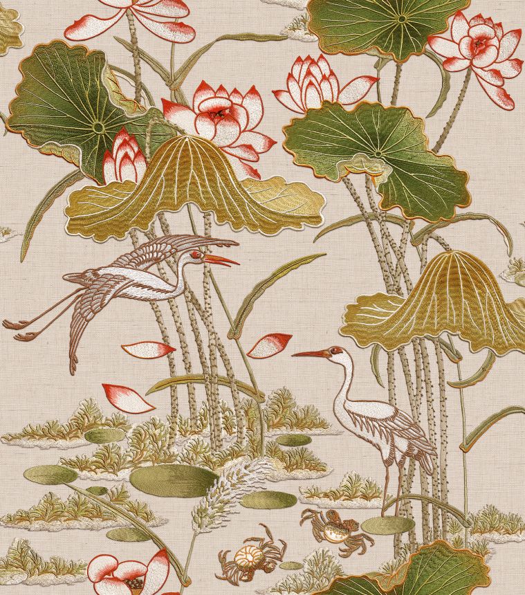 Luxusná vliesová tapeta s leknami a vtákmi, TP422703, Tapestry, Design ID