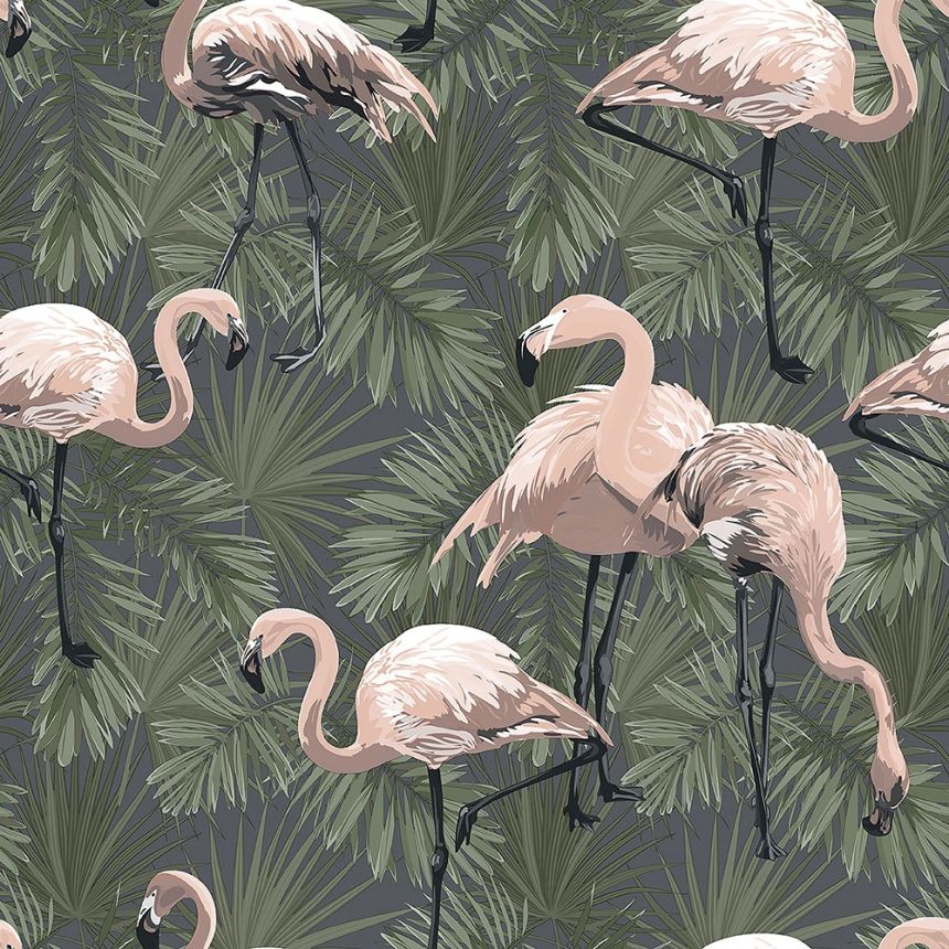 Luxusná vliesová tapeta s plameniakmi EE22533, Flamingo, Essentials, Decoprint