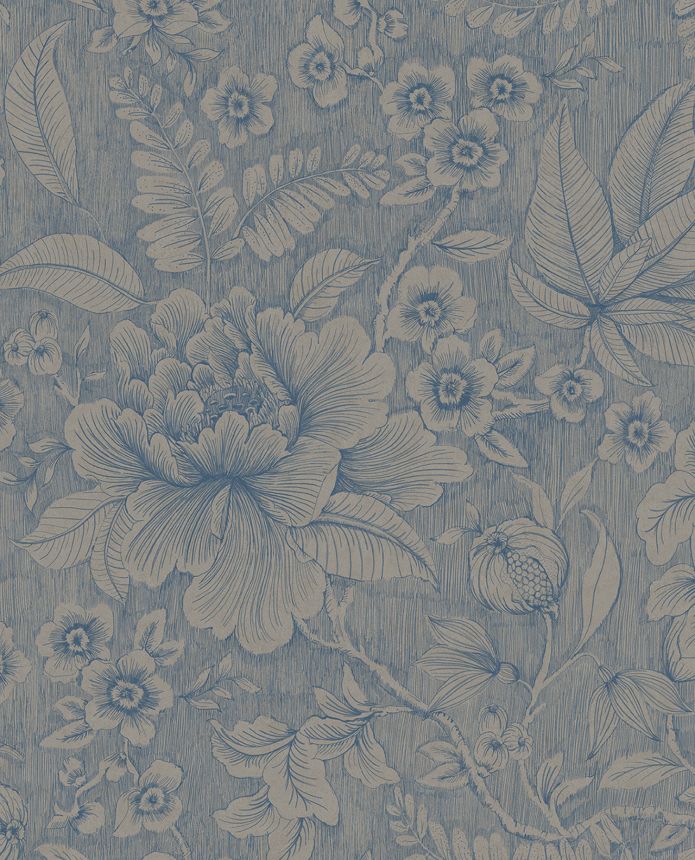 Modro-béžová vliesová tapeta na stenu, kvety, 333106  Pip Studio 6,  Eijffinger