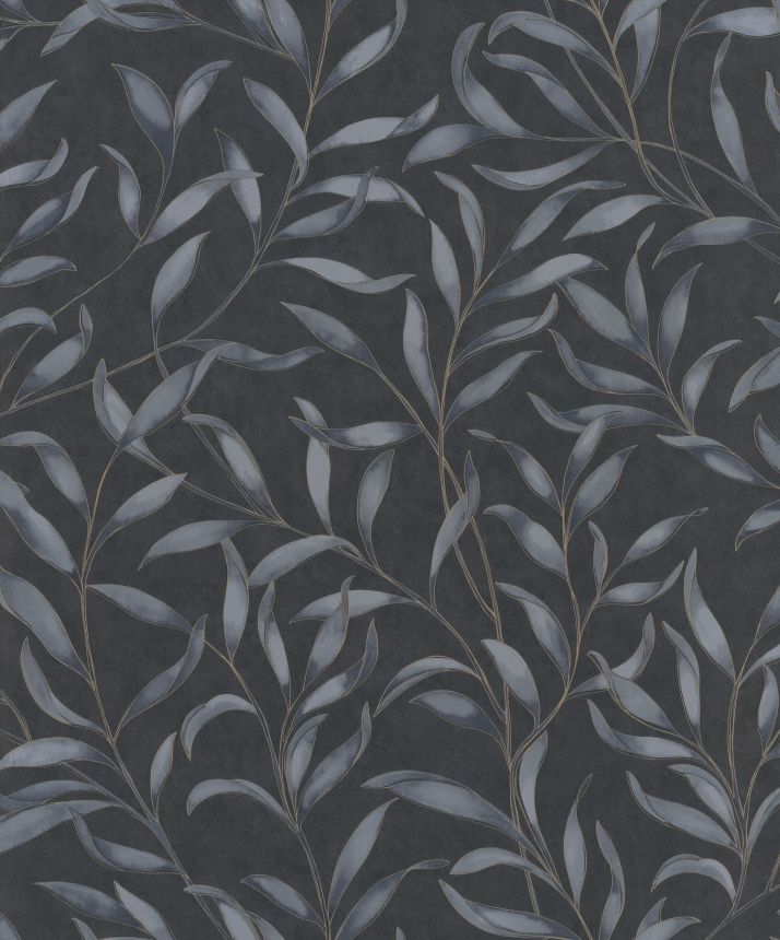 Modrá vliesová tapeta s vetvičkami, listy, 221320, Botanical, BN Walls