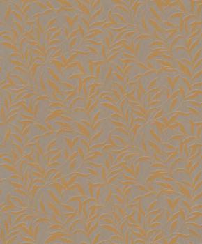 Hnedá vliesová tapeta s okrovými listami, 221354, Botanical, BN Walls