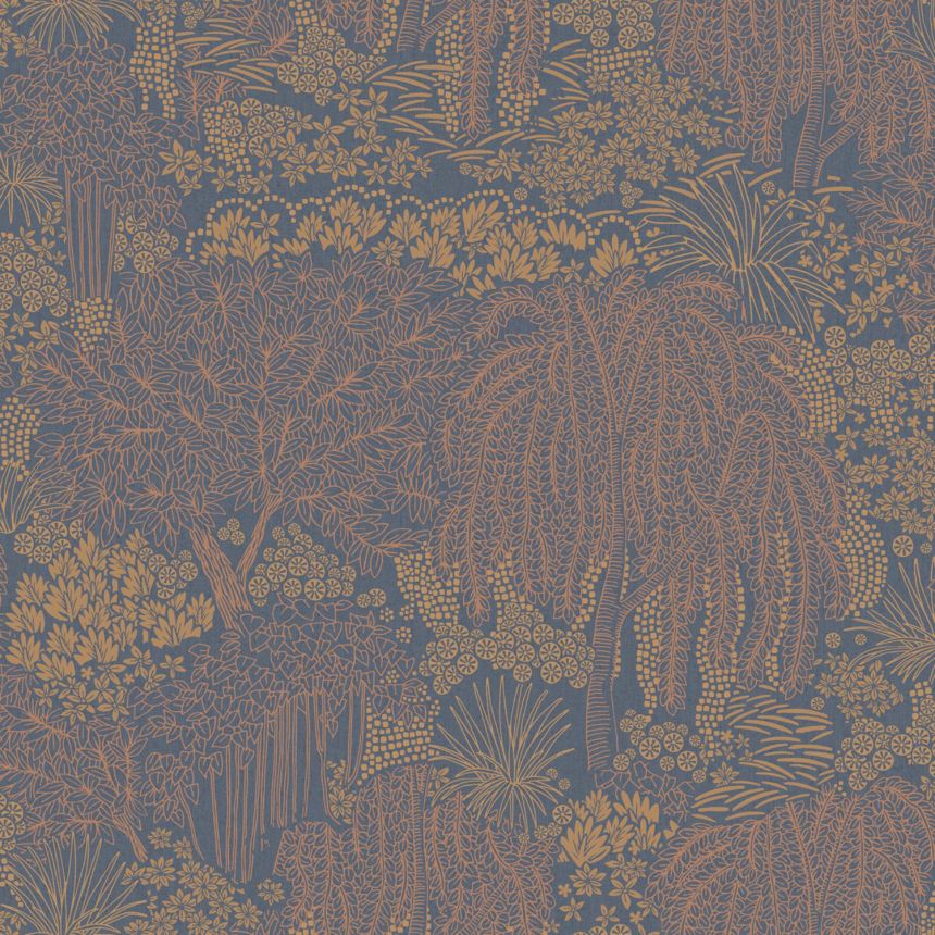 Modro-bronzová vliesová tapeta, stromy, listy, AL26264, Allure, Decoprint