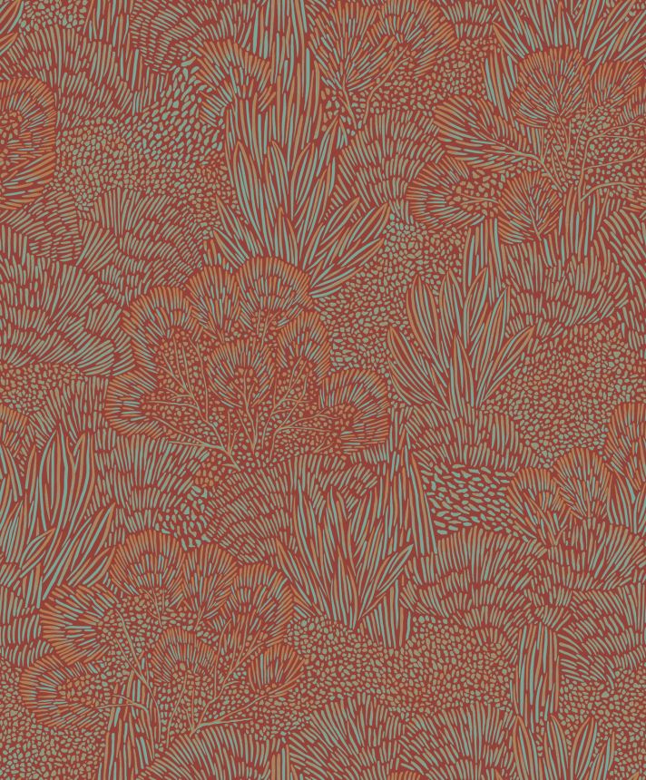 Tyrkysovo-červená tapeta na stenu, krajina, stromy, BA26063, Brazil, Decoprint