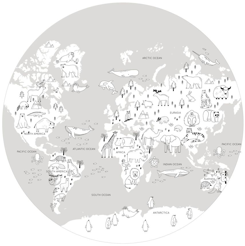 Predglejená detská vliesová tapeta, Mapa Sveta, PLC061, Platinum Shapes, Decoprint