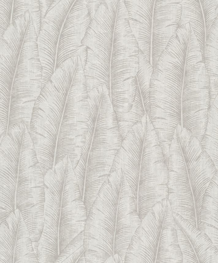 Sivo-biela vliesová tapeta na stenu, listy., CU3204, Cumaru, Grandeco