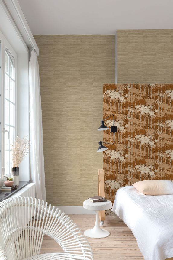 Béžovo-zlatá vliesová tapeta na stenu, stromy, les, A62702, Ciara, Grandeco
