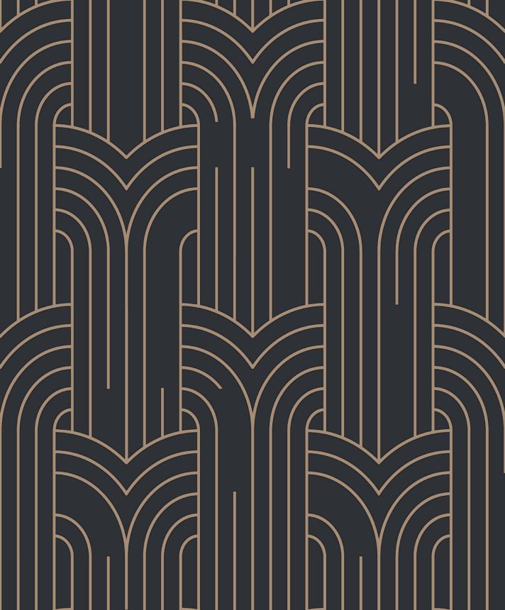 Čierna geometrická tapeta na stenu, Art Deco, M42119, Elegance, Ugepa