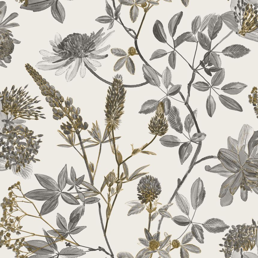 Sivo-čierna vliesová kvetinová tapeta, M45809, Elegance, Ugepa