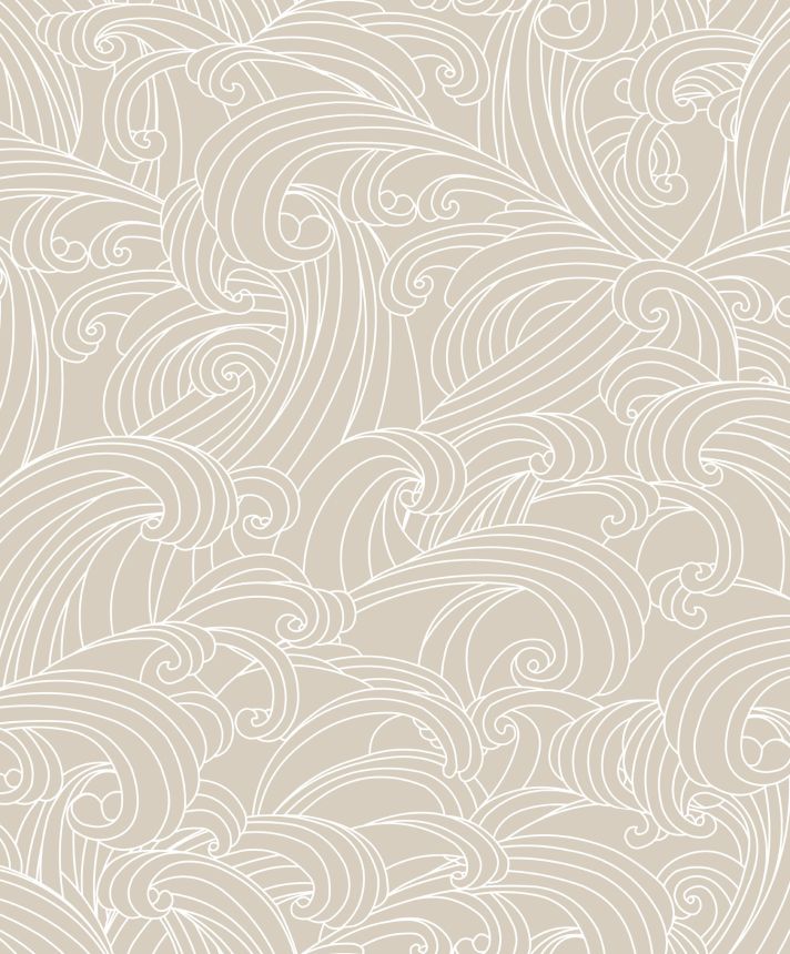 Béžová vliesová tapeta na stenu, morské vlny, M62907, Elegance, Ugepa