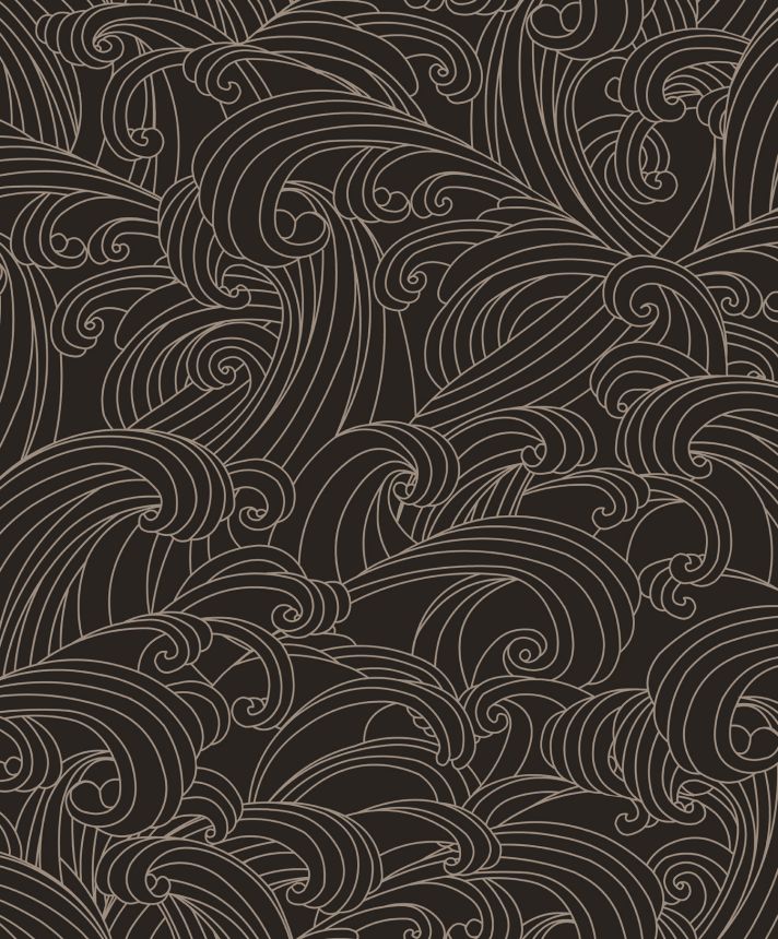 Čierna vliesová tapeta na stenu, morské vlny, M62919, Elegance, Ugepa