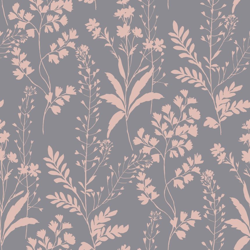 Sivo-ružová vliesová tapeta na stenu, listy, M52803, Botanique, Ugepa