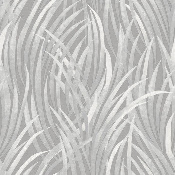 Sivá vliesová tapeta na stenu, listy trávy,  M64509, Botanique, Ugepa