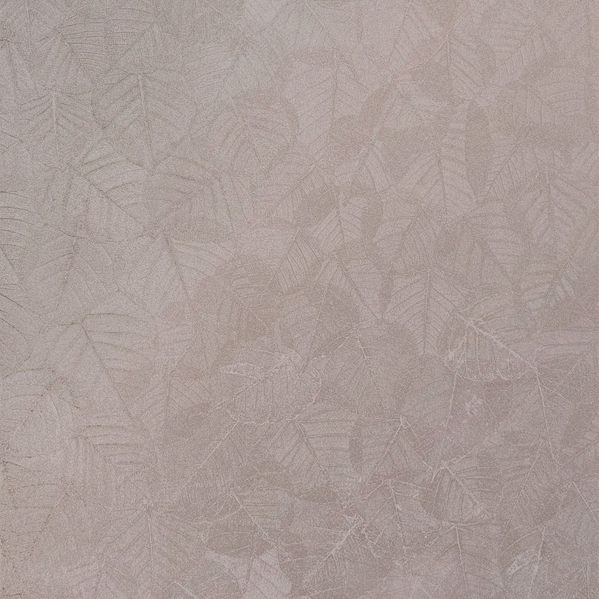 Metalická béžová vliesová tapeta, listy, M69803, Botanique, Ugepa