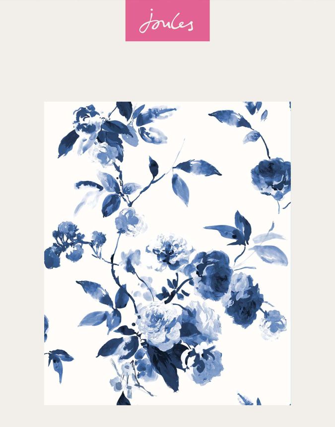 Modro-biela kvetinová vliesová tapeta na stenu, 118561, Joules, Graham&Brown