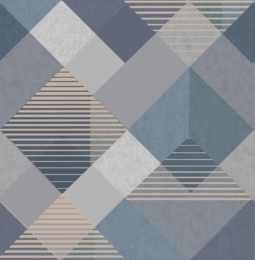 Modro-zlatá geometrická vliesová tapeta, 118707, Zen, Superfresco Easy