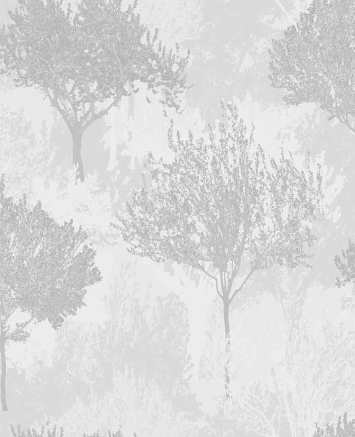 Sivá vliesová tapeta so stromami a striebornými flitrami, 118705, Zen, Superfresco Easy