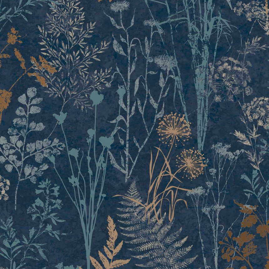 Modrá vliesová tapeta na stenu, kvety, listy, 120719, Zen, Superfresco Easy