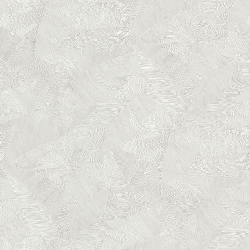 Biela vliesová tapeta s plastickými listami, TI2101, Time 2025, Grandeco