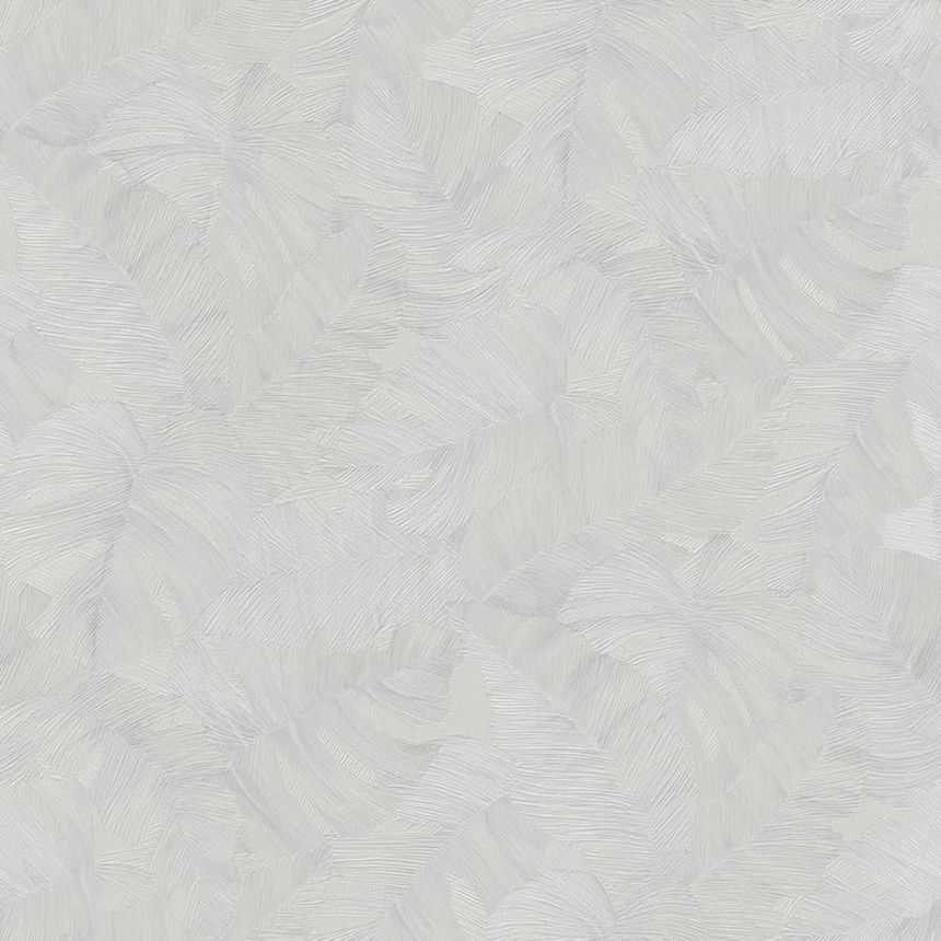 Sivá vliesová tapeta s plastickými listami, TI2104, Time 2025, Grandeco