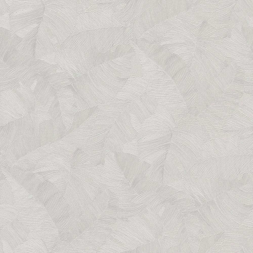 Sivo-béžová vliesová tapeta s plastickými listami, TI2105, Time 2025, Grandeco