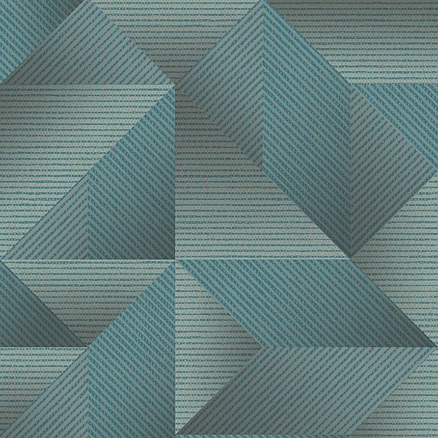 Tyrkysová vliesová geometrická 3D tapeta, TP422976, Exclusive Threads, Design ID