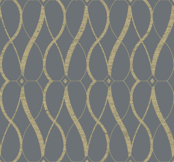 Sivo-zlatá geometrická vliesová tapeta, MD7176, Modern Metals, York